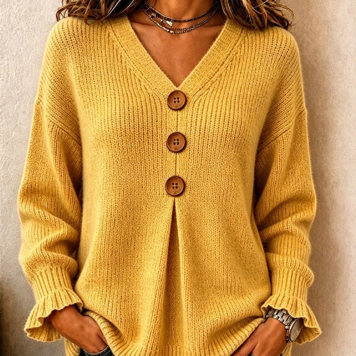 Women's V-Neck Button-Front Sweater