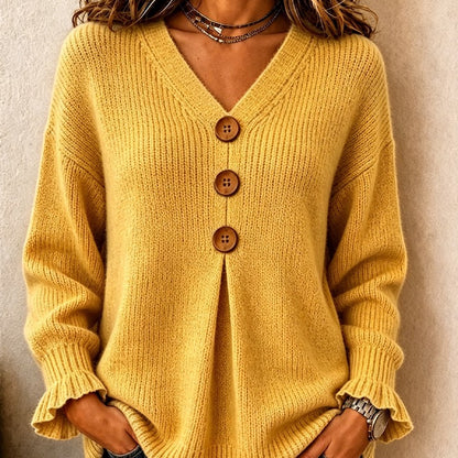 Women's V-Neck Button-Front Sweater