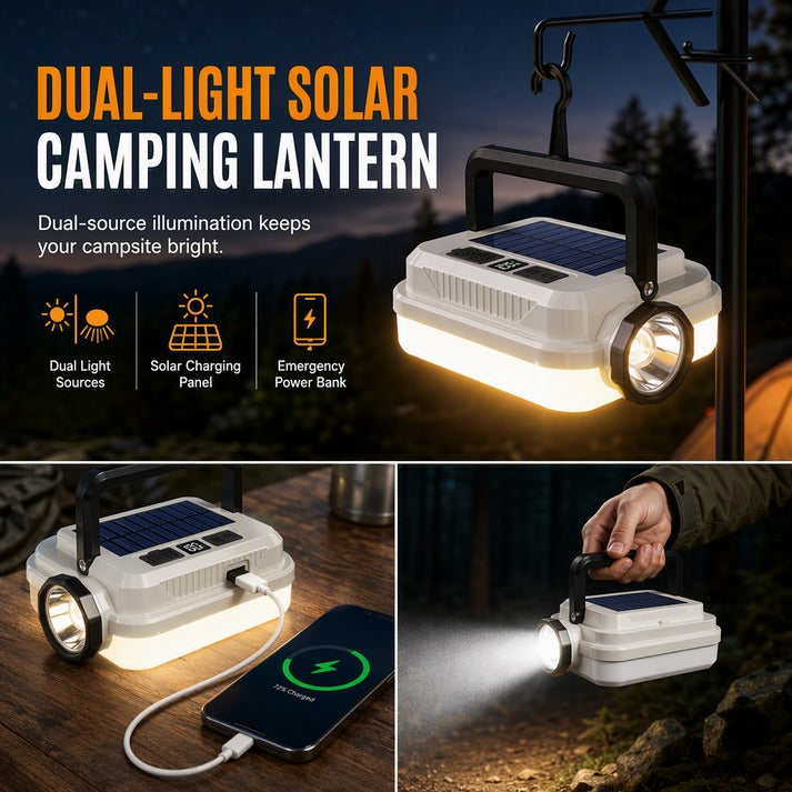 Portable Solar Camping Lantern with Hanging Hook
