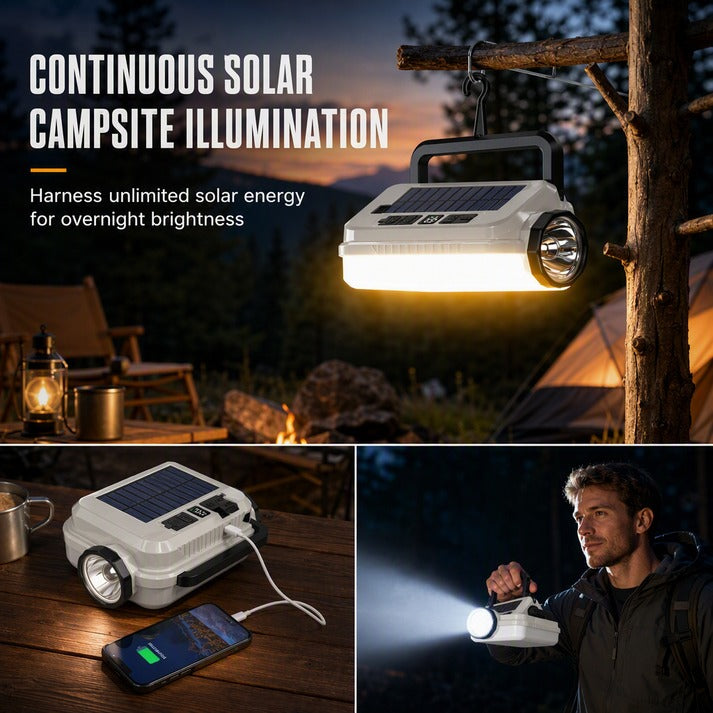 Portable Solar Camping Lantern with Hanging Hook