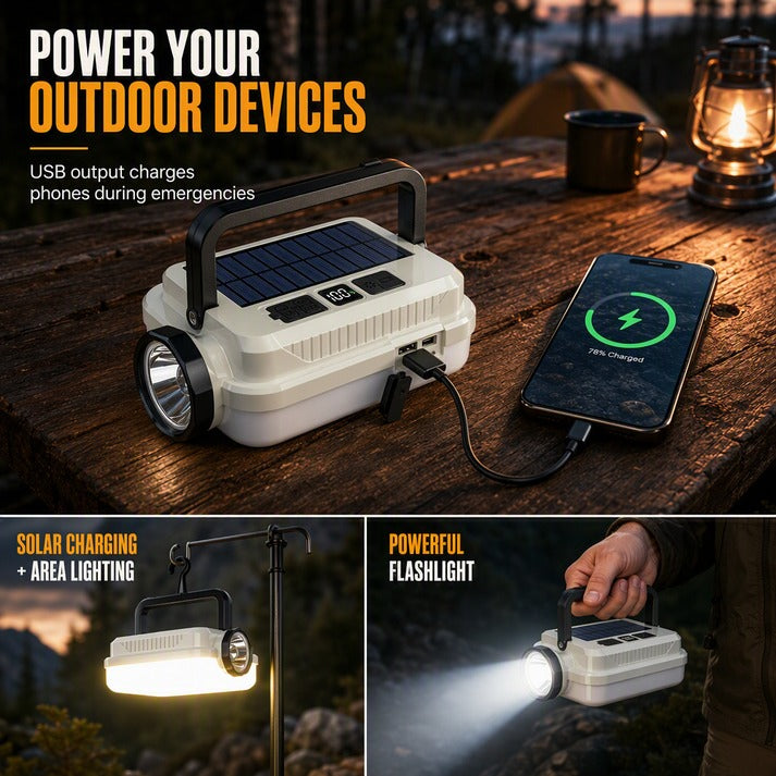 Portable Solar Camping Lantern with Hanging Hook