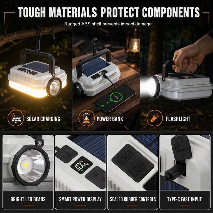 Portable Solar Camping Lantern with Hanging Hook