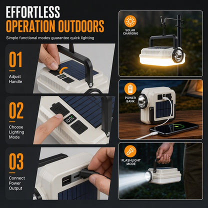 Portable Solar Camping Lantern with Hanging Hook