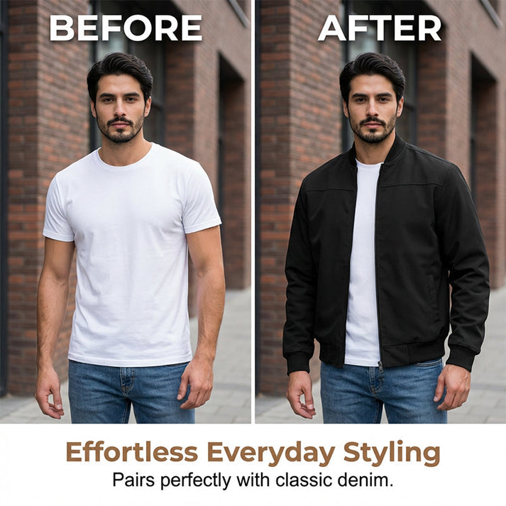 Men's Classic Bomber Jacket with Zip Front