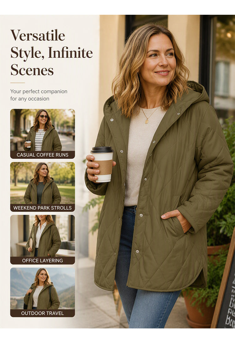 Women's Diamond-Quilted Hooded Padded Coat