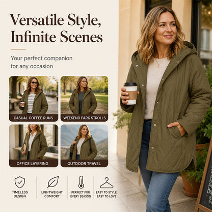 Women's Diamond-Quilted Hooded Padded Coat