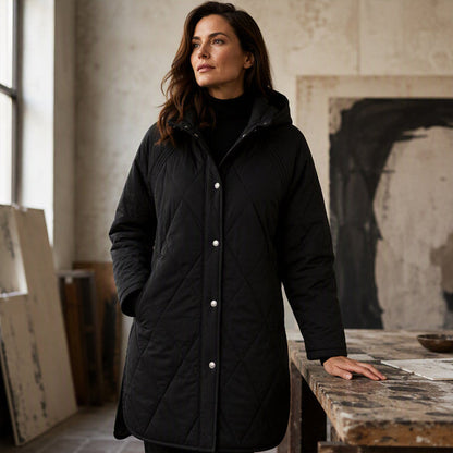 Women's Diamond-Quilted Hooded Padded Coat