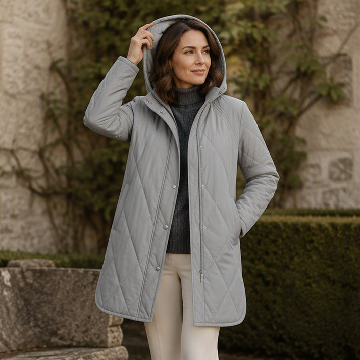 Women's Diamond-Quilted Hooded Padded Coat