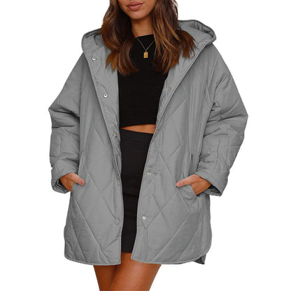 Women's Diamond-Quilted Hooded Padded Coat