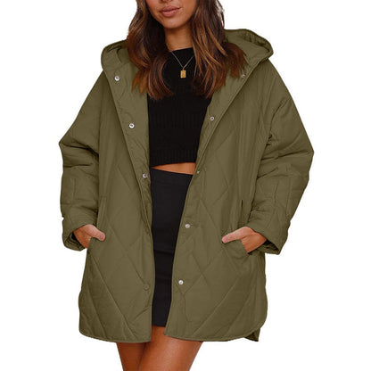Women's Diamond-Quilted Hooded Padded Coat