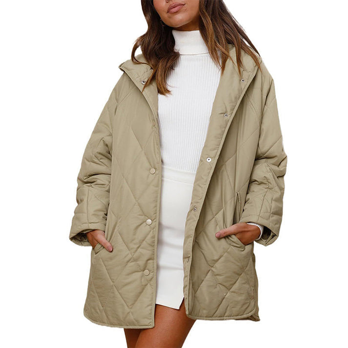 Women's Diamond-Quilted Hooded Padded Coat