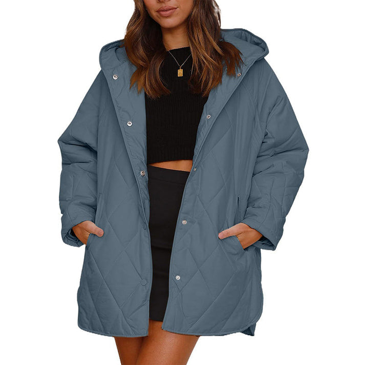Women's Diamond-Quilted Hooded Padded Coat