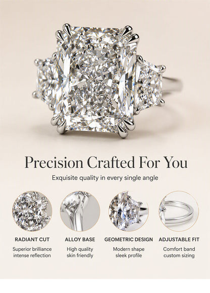 Square-Cut Ring with Prong Setting
