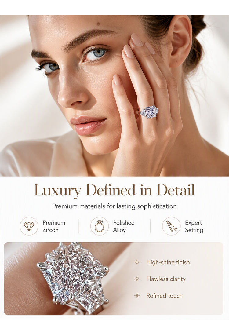 Square-Cut Ring with Prong Setting