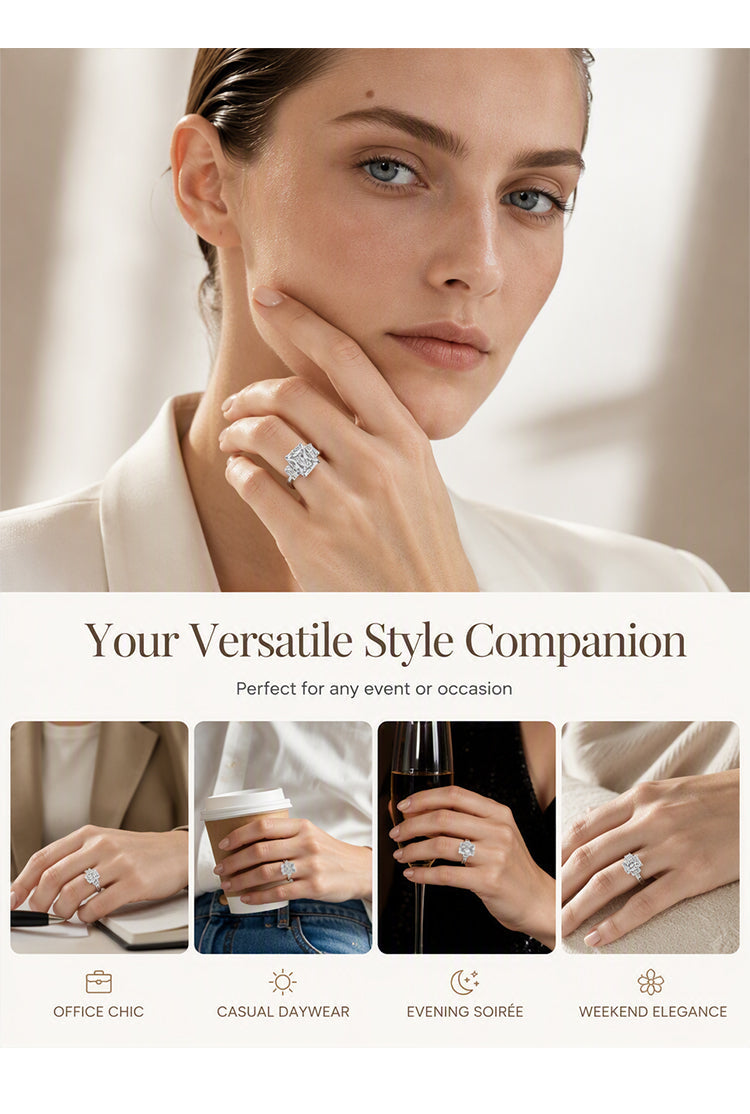 Square-Cut Ring with Prong Setting