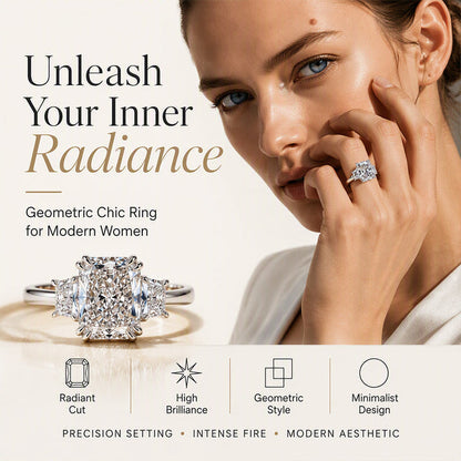 Square-Cut Ring with Prong Setting