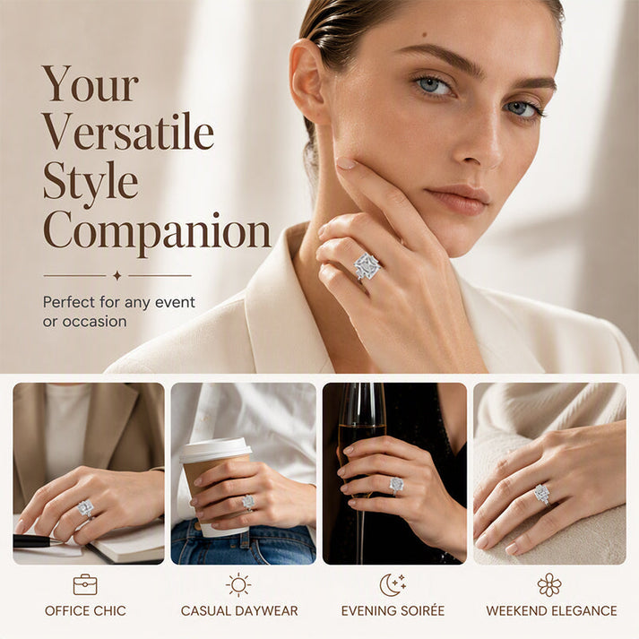 Square-Cut Ring with Prong Setting