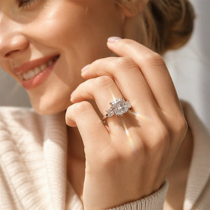 Square-Cut Ring with Prong Setting