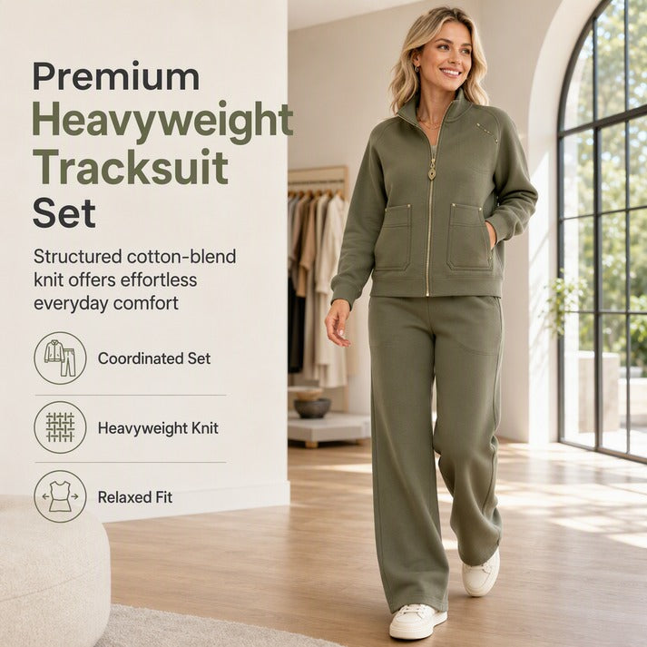 Women's Zip-Up Jacket and Wide-Leg Pants 2-Piece Set