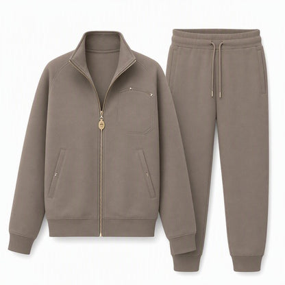 Women's Zip-Up Jacket and Wide-Leg Pants 2-Piece Set