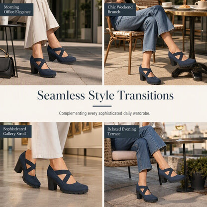Women's Round-Toe Crisscross Strap Heels