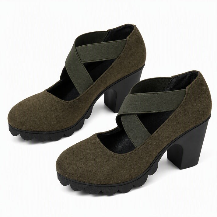 Women's Round-Toe Crisscross Strap Heels