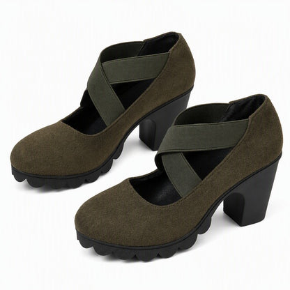 Women's Round-Toe Crisscross Strap Heels