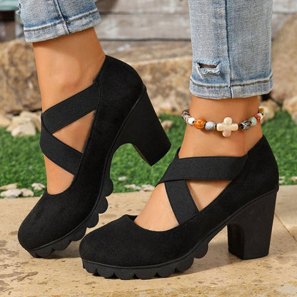 Women's Round-Toe Crisscross Strap Heels