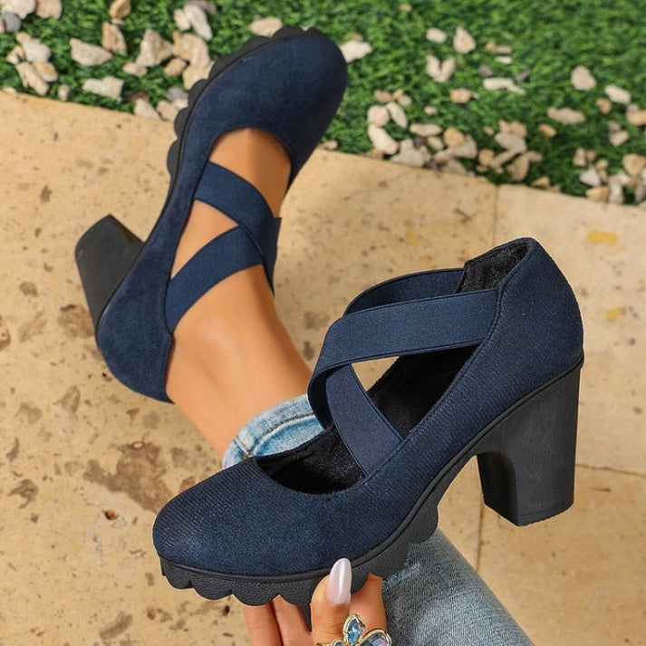 Women's Round-Toe Crisscross Strap Heels