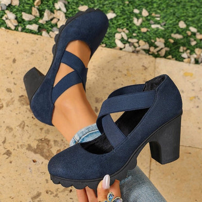 Women's Round-Toe Crisscross Strap Heels