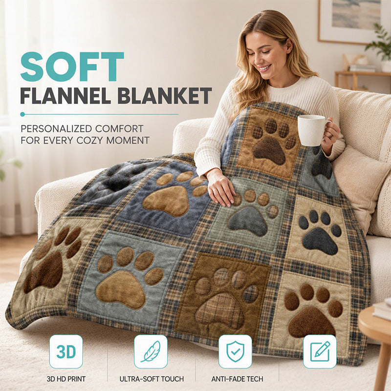 Paw Print Patchwork Blanket