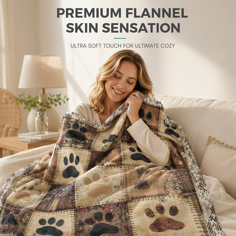 Paw Print Patchwork Blanket