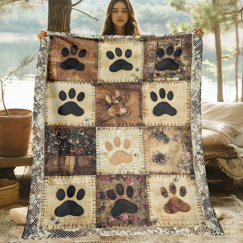 Paw Print Patchwork Blanket