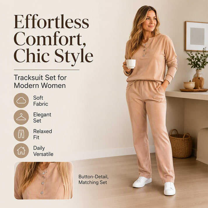 Women's Half-Button Top and Pants Set