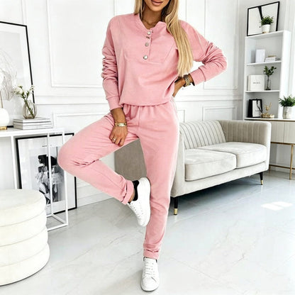 Women's Half-Button Top and Pants Set