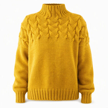 Women's Cable Pattern Roll Neck Sweater