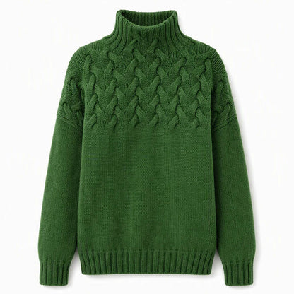 Women's Cable Pattern Roll Neck Sweater