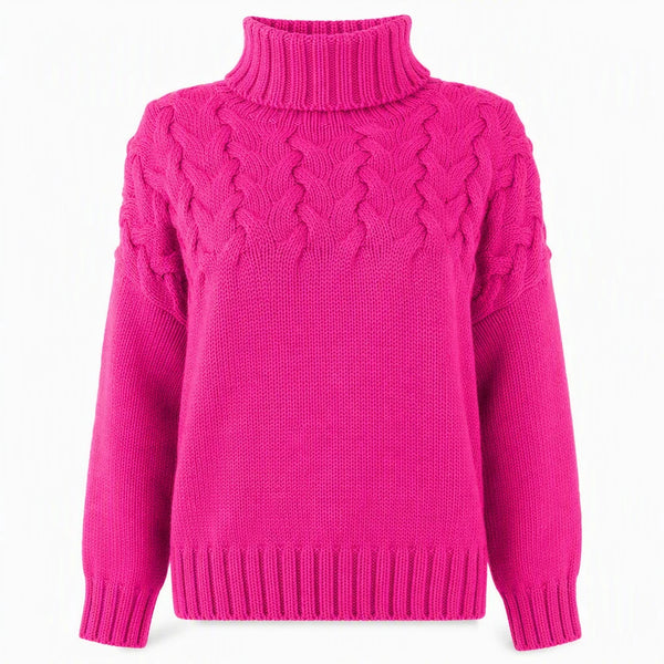 Women's Cable Pattern Roll Neck Sweater