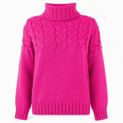 Women's Cable Pattern Roll Neck Sweater