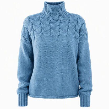 Women's Cable Pattern Roll Neck Sweater