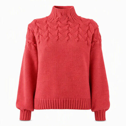 Women's Cable Pattern Roll Neck Sweater