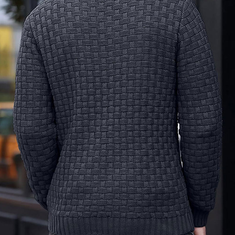 Men's Textured High-Collar Knit Sweater