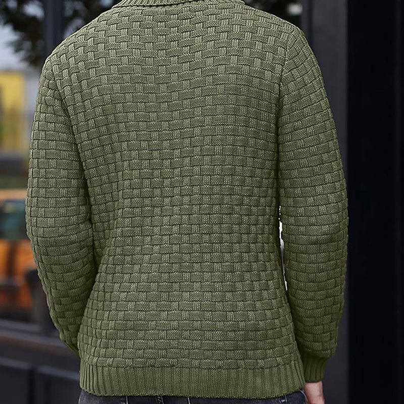 Men's Textured High-Collar Knit Sweater