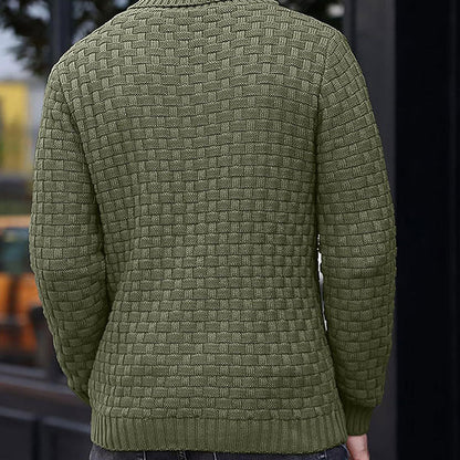 Men's Textured High-Collar Knit Sweater