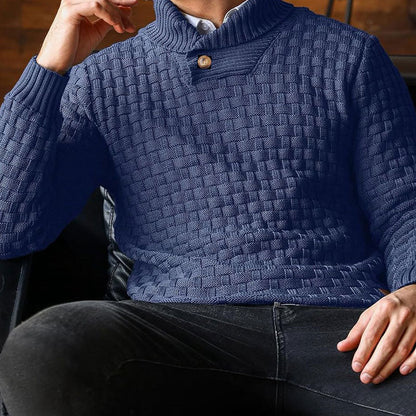 Men's Textured High-Collar Knit Sweater