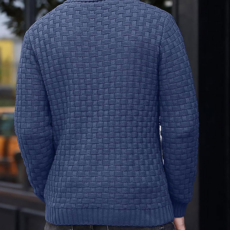 Men's Textured High-Collar Knit Sweater