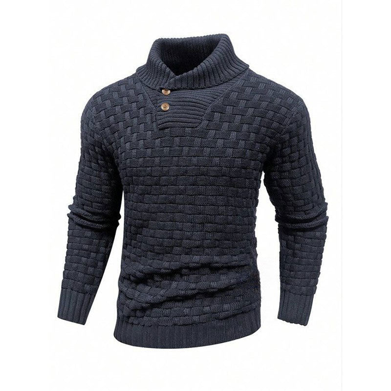 Men's Textured High-Collar Knit Sweater