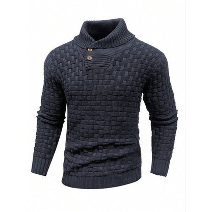 Men's Textured High-Collar Knit Sweater