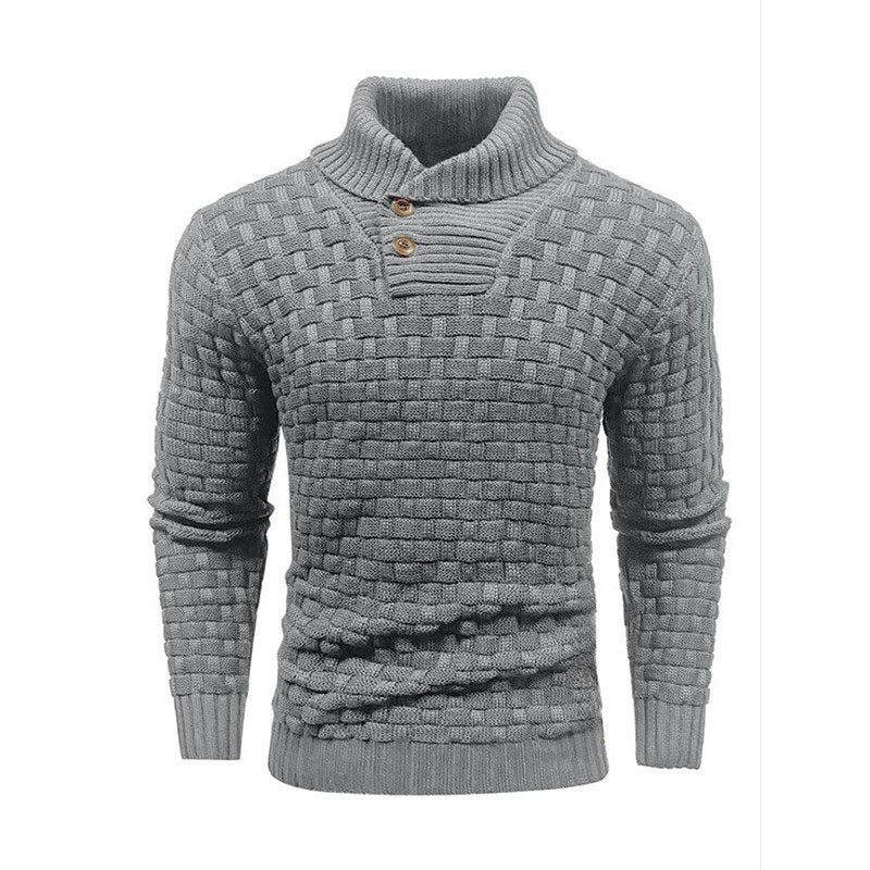 Men's Textured High-Collar Knit Sweater