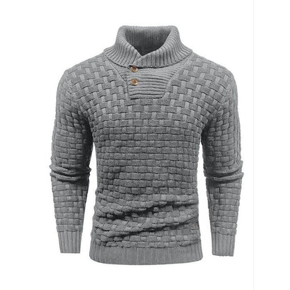 Men's Textured High-Collar Knit Sweater